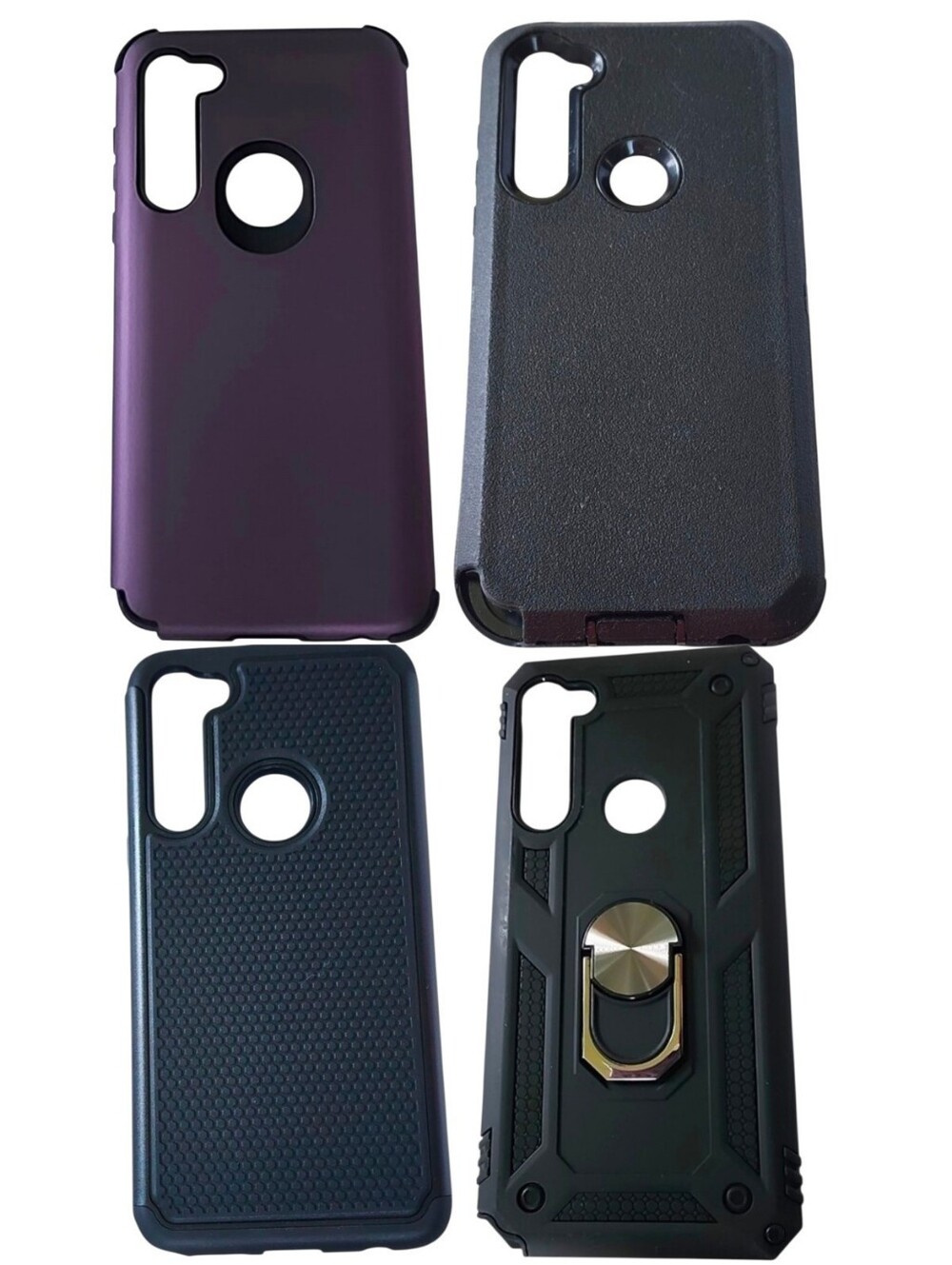4pc Defender & Matte Purple Cases & 3 Screen Protectors For Moto G Stylus